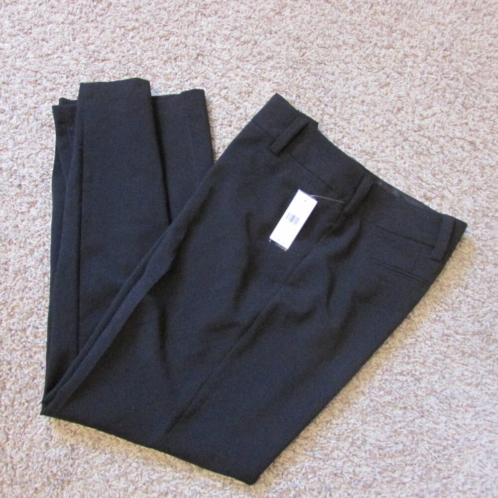 NWT Amy Wear 15 Black Dress Pants Zip Fly Trousers Poly Blend Wide Leg
